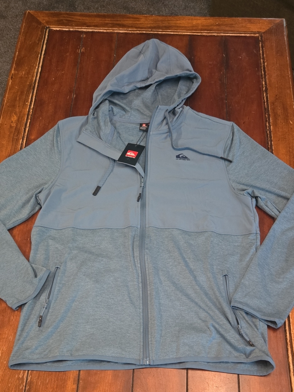 Quiksilver Heathered Smoke Blue Full-Zip Hooded Jacket